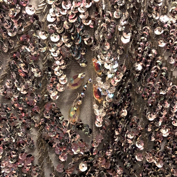 Mon Cheri Silver Sequined Prom Dress - Picture 9 of 10